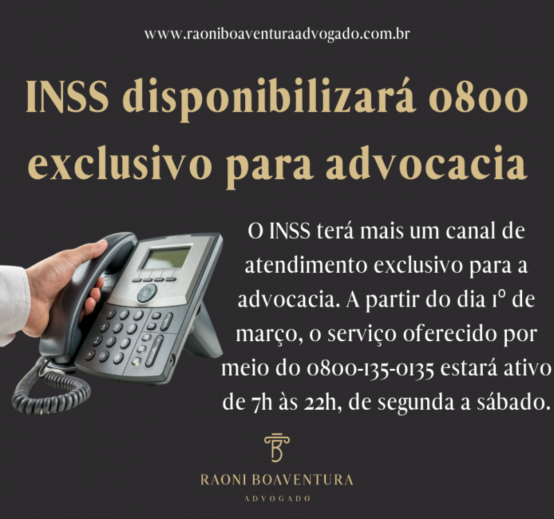 INSS disponibilizará 0800 exclusivo para advocacia